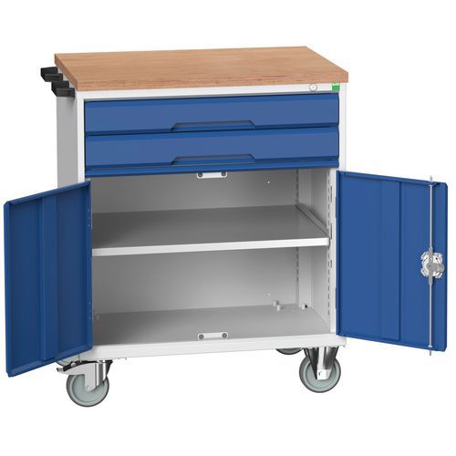 Stoły z szufladami mobilnymi Bott Verso, 98 x 80/105 x 55/60 cm, 2 szuflady, szafka, multipleks/linoleum/mata
