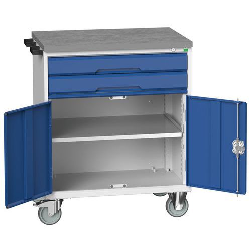 Stoły z szufladami mobilnymi Bott Verso, 98 x 80/105 x 55/60 cm, 2 szuflady, szafka, multipleks/linoleum/mata