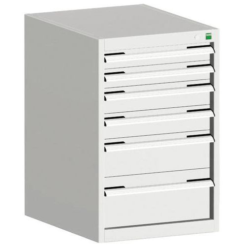 Warsztatowe szafki z szufladami Bott Cubio, 80 x 52,5 x 52,5-65 cm, 6 szuflad
