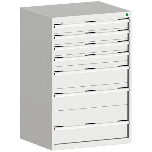 Warsztatowe szafki z szufladami Bott Cubio, 120 x 80 x 52,5-75 cm, 7 szuflad