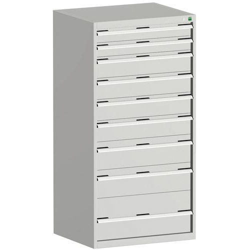 Warsztatowe szafki z szufladami Bott Cubio, 160 x 80 x 52,5-75 cm, 9 szuflad
