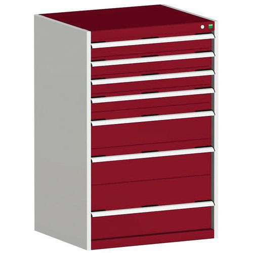 Warsztatowe szafki z szufladami Bott Cubio, 120 x 80 x 52,5-75 cm, 7 szuflad
