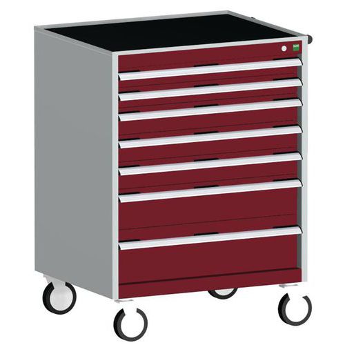 Komoda mobilna Bott Cubio, 109 x 80 x 65 cm, 7 szuflad, multipleks/linoleum/mata