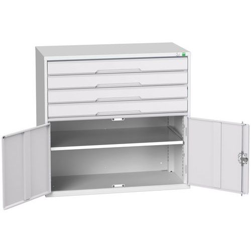 Szafki warsztatowe z szufladami Bott Verso, wys. 100 cm, 4 szuflady, 1 szafka