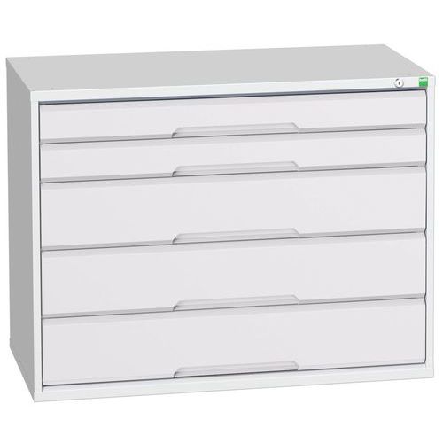 Szafki warsztatowe z szufladami Bott Verso, wysokość 80 cm, 5 szuflad