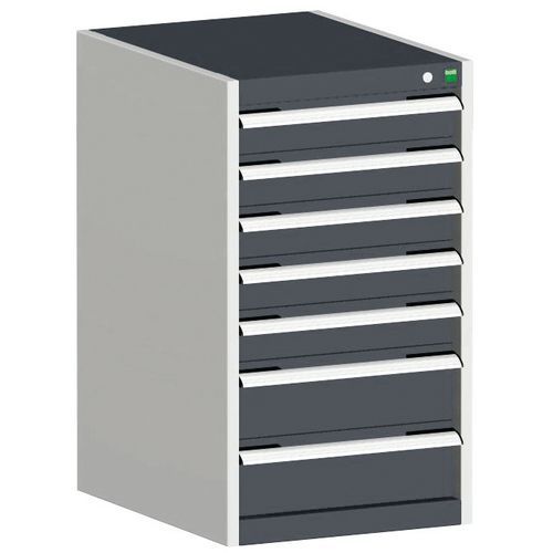 Warsztatowe szafki z szufladami Bott Cubio, 90 x 52,5 x 52,5-65 cm, 7 szuflad