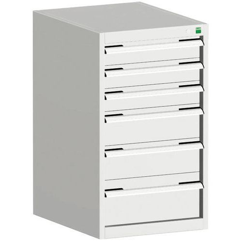 Warsztatowe szafki z szufladami Bott Cubio, 90 x 52,5 x 52,5-65 cm, 6 szuflad