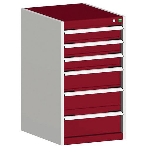 Warsztatowe szafki z szufladami Bott Cubio, 90 x 52,5 x 52,5-65 cm, 6 szuflad