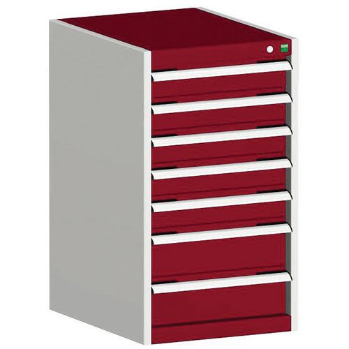 Warsztatowe szafki z szufladami Bott Cubio, 90 x 52,5 x 52,5-65 cm, 7 szuflad