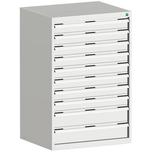 Warsztatowe szafki z szufladami Bott Cubio, 120 x 80 x 52,5-75 cm, 10 szuflad
