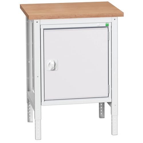 Stoły warsztatowe Bott Verso z szafką, szerokość 70 cm, regulacja wysokości, multipleks/linoleum