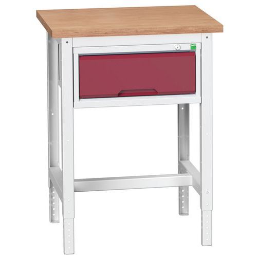 Stoły warsztatowe Bott Verso z szufladą, szerokość 70 cm, regulacja wysokości, multipleks/linoleum