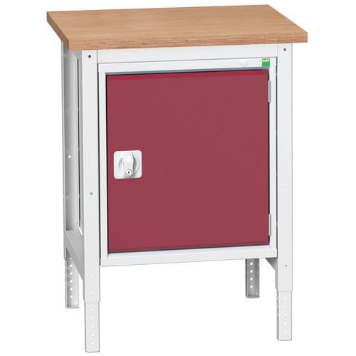 Stoły warsztatowe Bott Verso z szafką, szerokość 70 cm, regulacja wysokości, multipleks/linoleum