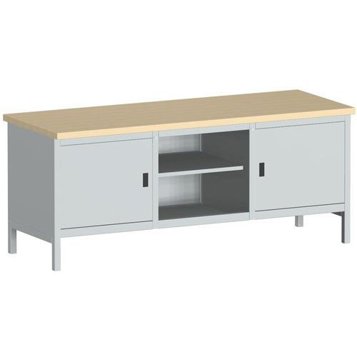 Stół warsztatowy Bott Cubio Storage, 84 x 200 x 75 cm, 2 szafki, półki, multipleks/linoleum