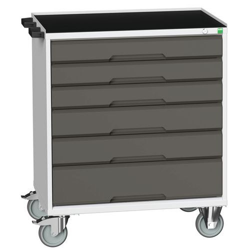 Stoły z szufladami mobilnymi Bott Verso, 98 x 80/105 x 55/60 cm, 6 szuflad, multipleks/linoleum/mat