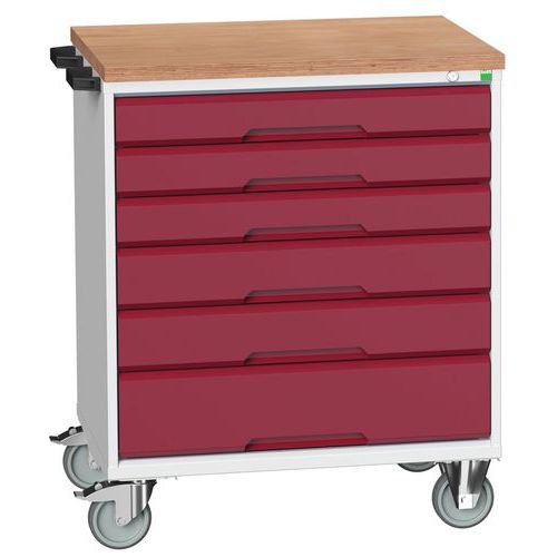 Stoły z szufladami mobilnymi Bott Verso, 98 x 80/105 x 55/60 cm, 6 szuflad, multipleks/linoleum/mat