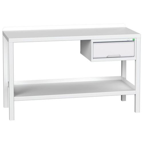 Stoły warsztatowe Bott Verso Weld z szufladą, szer. 100 i 150 cm, multipleks/stal