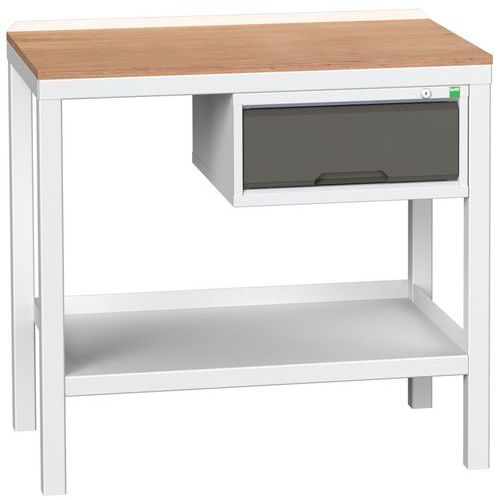 Stoły warsztatowe Bott Verso Weld z szufladą, szer. 100 i 150 cm, multipleks/stal