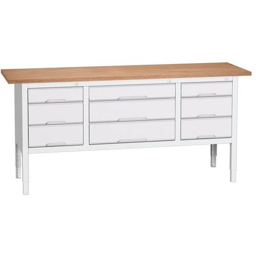 Stoły warsztatowe Bott Verso Storage, 83-93 x 200 x 60 cm, różne wyposażenie, multipleks