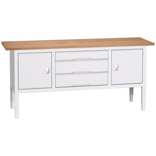 Stoły warsztatowe Bott Verso Storage, 83-93 x 200 x 60 cm, różne wyposażenie, multipleks
