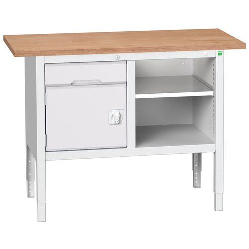 Stoły warsztatowe Bott Verso Storage, 83-93 x 125 x 60 cm, różne wyposażenie, multipleks