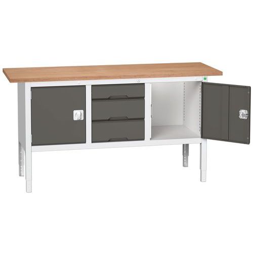 Stoły warsztatowe Bott Verso Storage, 83-93 x 175 x 60 cm, różne wyposażenie, multipleks
