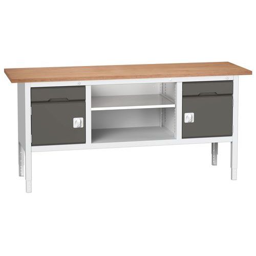 Stoły warsztatowe Bott Verso Storage, 83-93 x 200 x 60 cm, różne wyposażenie, multipleks