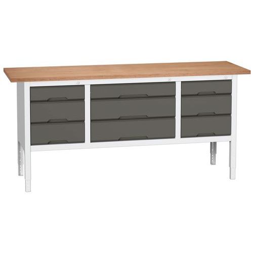 Stoły warsztatowe Bott Verso Storage, 83-93 x 200 x 60 cm, różne wyposażenie, multipleks