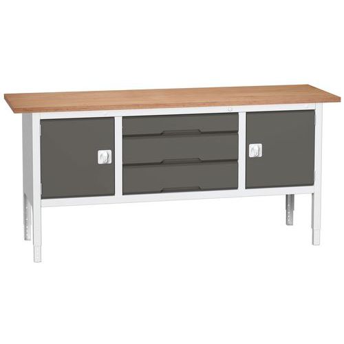 Stoły warsztatowe Bott Verso Storage, 83-93 x 200 x 60 cm, różne wyposażenie, multipleks