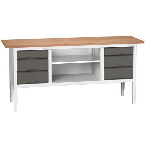 Stoły warsztatowe Bott Verso Storage, 83-93 x 200 x 60 cm, różne wyposażenie, multipleks