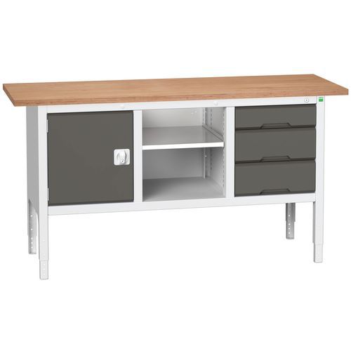 Stoły warsztatowe Bott Verso Storage, 83-93 x 175 x 60 cm, różne wyposażenie, multipleks