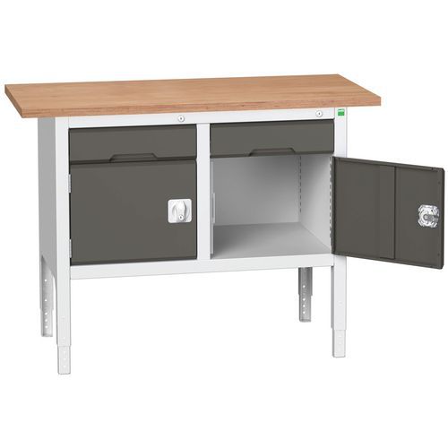 Stoły warsztatowe Bott Verso Storage, 83-93 x 125 x 60 cm, różne wyposażenie, multipleks