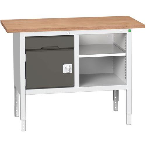Stoły warsztatowe Bott Verso Storage, 83-93 x 125 x 60 cm, różne wyposażenie, multipleks
