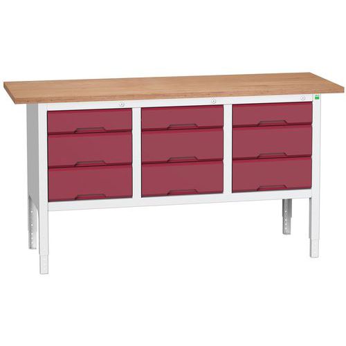 Stoły warsztatowe Bott Verso Storage, 83-93 x 175 x 60 cm, różne wyposażenie, multipleks
