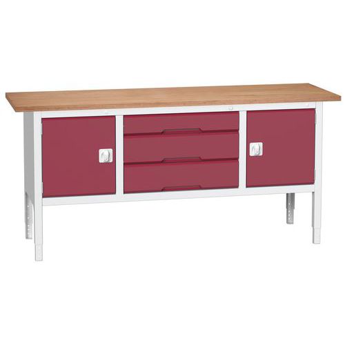 Stoły warsztatowe Bott Verso Storage, 83-93 x 200 x 60 cm, różne wyposażenie, multipleks