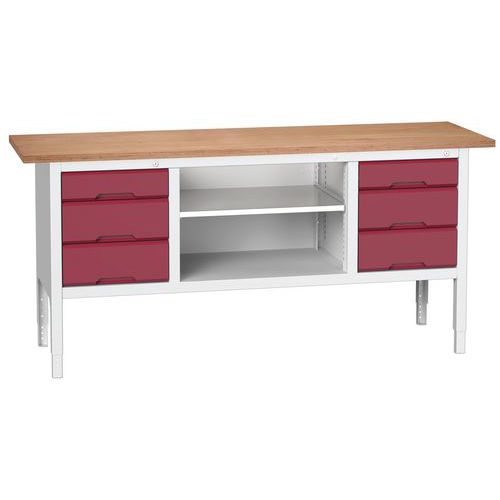 Stoły warsztatowe Bott Verso Storage, 83-93 x 200 x 60 cm, różne wyposażenie, multipleks