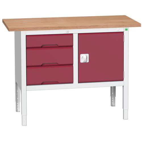 Stoły warsztatowe Bott Verso Storage, 83-93 x 125 x 60 cm, różne wyposażenie, multipleks