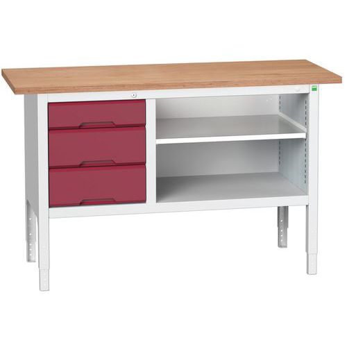 Stoły warsztatowe Bott Verso Storage, 83-93 x 150 x 60 cm, różne wyposażenie, multipleks