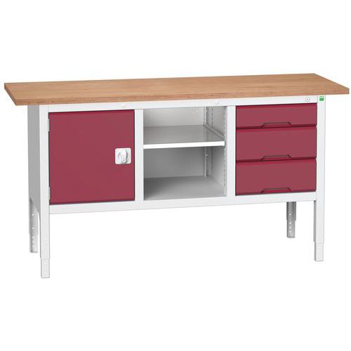 Stoły warsztatowe Bott Verso Storage, 83-93 x 175 x 60 cm, różne wyposażenie, multipleks