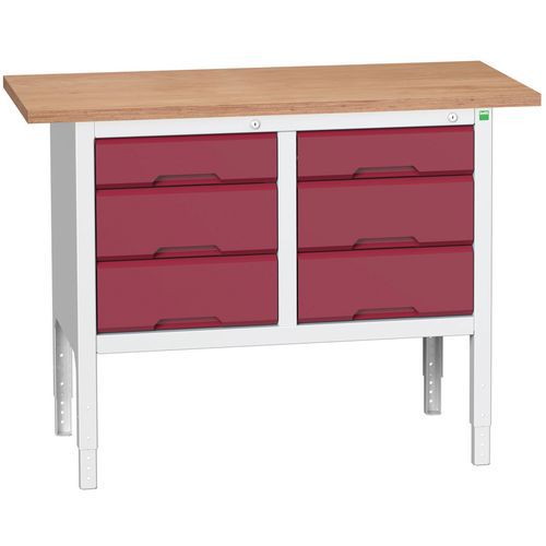 Stoły warsztatowe Bott Verso Storage, 83-93 x 125 x 60 cm, różne wyposażenie, multipleks