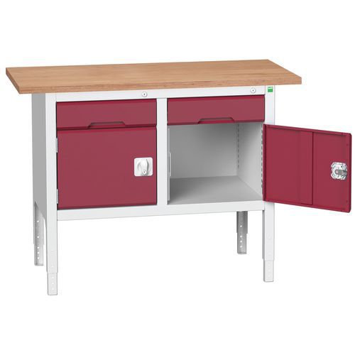 Stoły warsztatowe Bott Verso Storage, 83-93 x 125 x 60 cm, różne wyposażenie, multipleks