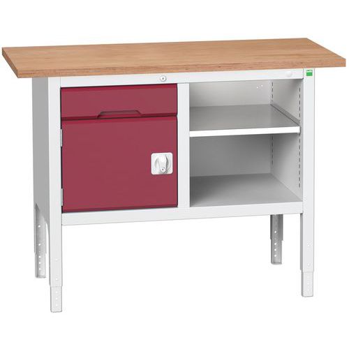 Stoły warsztatowe Bott Verso Storage, 83-93 x 125 x 60 cm, różne wyposażenie, multipleks