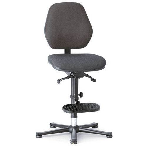 Krzesło laboratoryjne robocze Bimos Basic 9131, 9136 i 9137 z ślizgaczami, z podnóżkiem, czarne