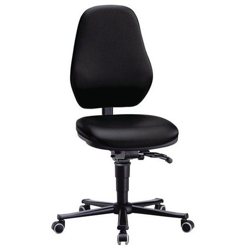 Krzesła laboratoryjne robocze Bimos Basic 9133, 9134 i 9138 na kółkach, bez podnóżka, czarne