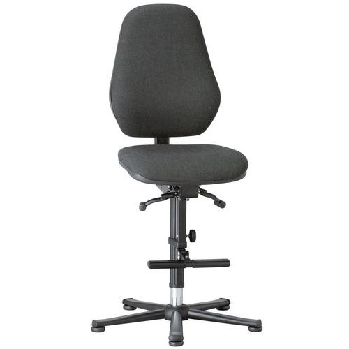 Krzesło laboratoryjne robocze Bimos Basic 9131, 9136 i 9137 z ślizgaczami, z podnóżkiem, czarne