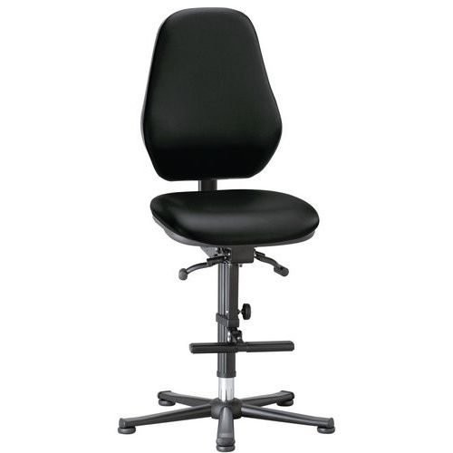 Krzesło laboratoryjne robocze Bimos Basic 9131, 9136 i 9137 z ślizgaczami, z podnóżkiem, czarne