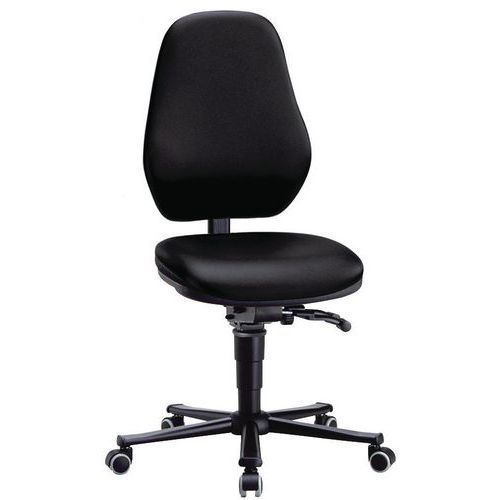Krzesła laboratoryjne robocze Bimos Basic 9133, 9134 i 9138 na kółkach, bez podnóżka, czarne