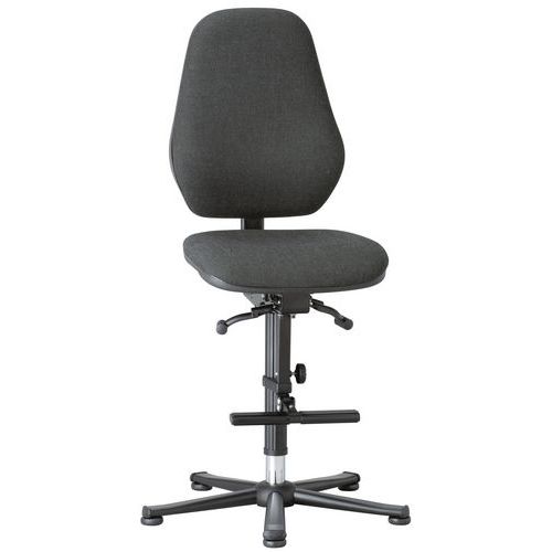 Krzesło laboratoryjne robocze Bimos Basic 9131, 9136 i 9137 z ślizgaczami, z podnóżkiem, czarne