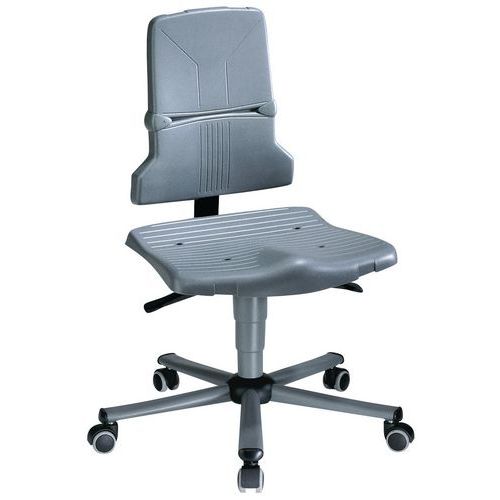Krzesła warsztatowe Bimos Sintec 9803, 9813 i 9823 z podnóżkiem, na kółkach