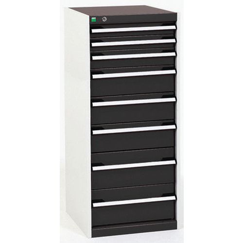 Warsztatowe szafki z szufladami Bott Cubio, 120 x 52,5 x 52,5-65 cm, 8 szuflad